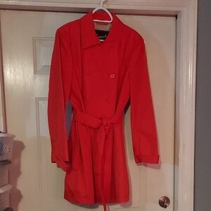 Coach Vibrant Red Double-Breasted Trench Coat